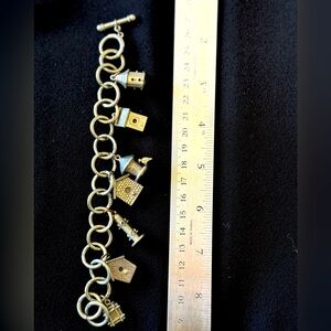 Pewter birdhouse charm bracelet.